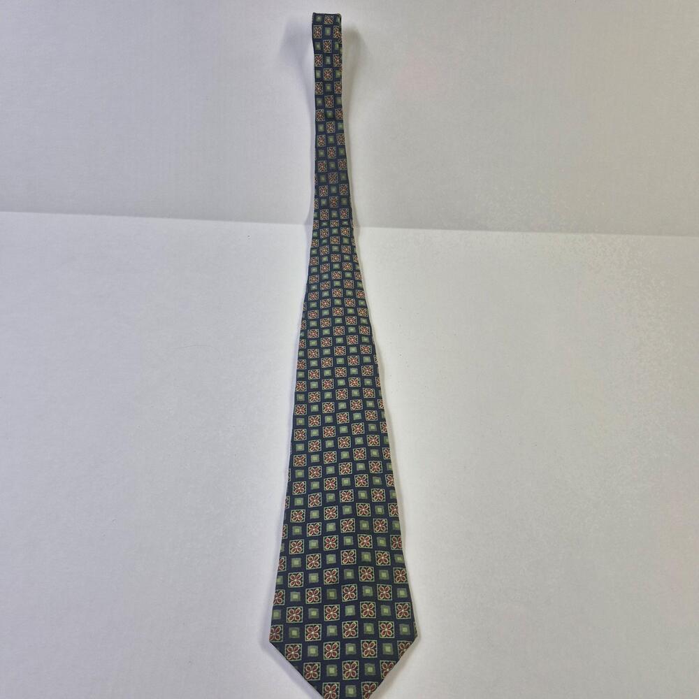 Burma Bibas Tie Mens Silk Blue Geometric Pattern Classic Business Formal Necktie